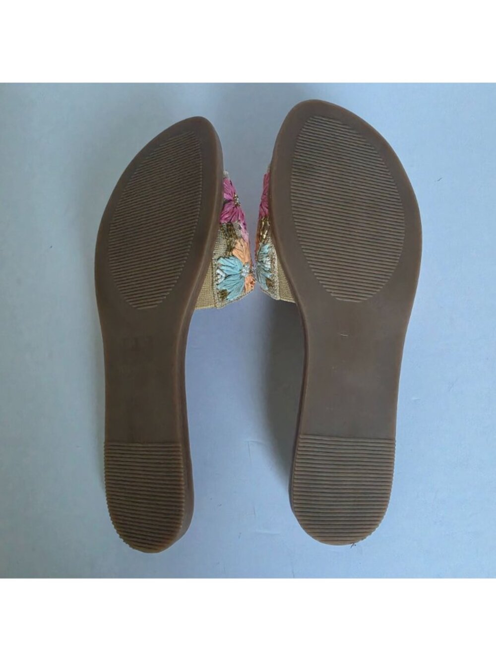 Haute Hippie Womens 8 Floral Embellished Beaded Slide Sandal Boho Raffia Flowers - Picture 6 of 6